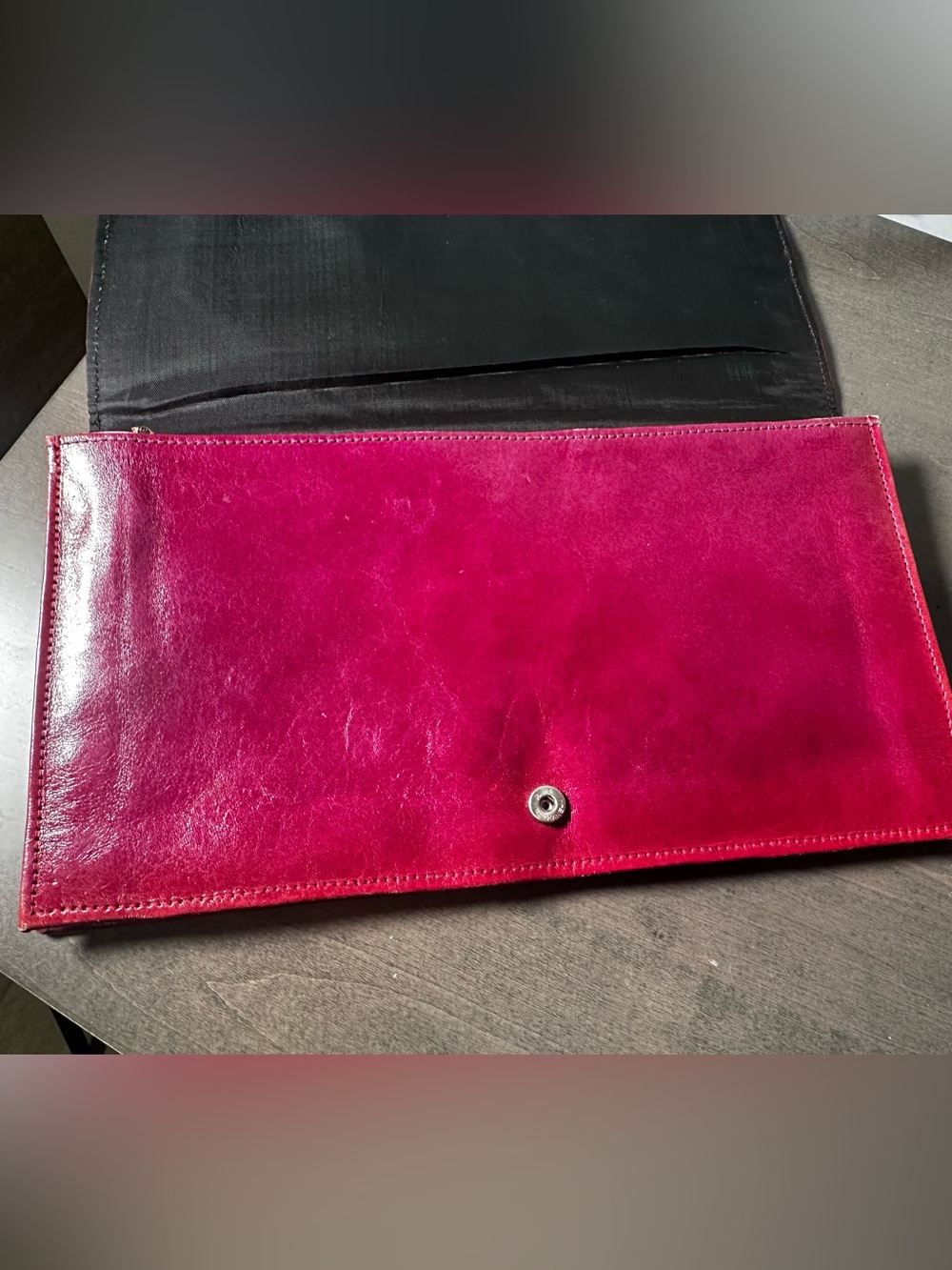 Pink red Leather Envelope Clutch - Women Bags - Picture 6 of 7